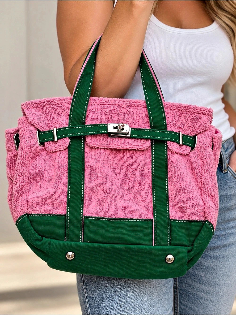 Sunwin Madaket Terry and Cotton Canvas Small Tote Handbag Madaket Small Tote
